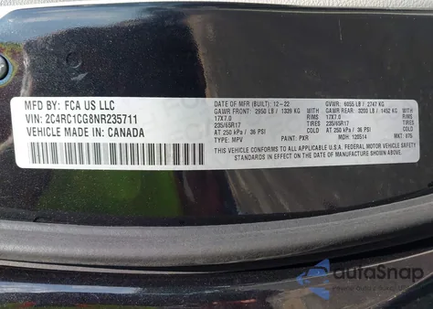 2022 Chrysler Voyager Lx z USA, uszkodzony, nr VIN 2C4RC1CG8NR235711